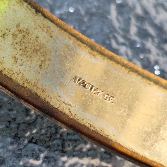 Gold  1/20 12K GF Floral Engraved Hinged Bangle Bracelet - Picture 6 of 6